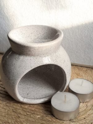 Quemador redondo granito - incluye dos velitas de té
