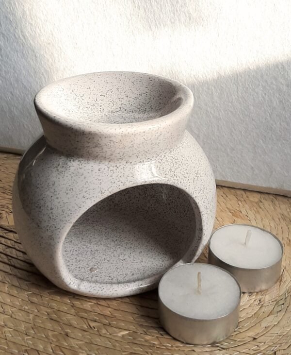 Quemador redondo granito - incluye dos velitas de té