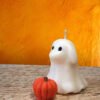 Vela de fantasma de perro o gato iridiscentes con calabacita