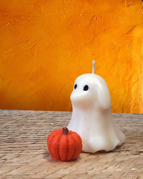 Vela de fantasma de perro o gato iridiscentes con calabacita