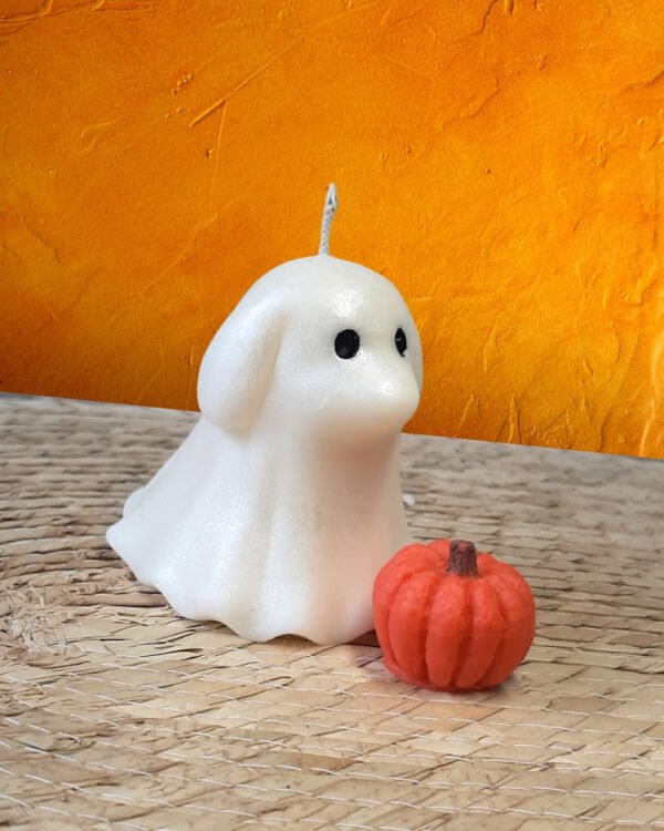 Vela de fantasma de perro o gato iridiscentes con calabacita