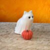 Vela de fantasma de perro o gato iridiscentes con calabacita