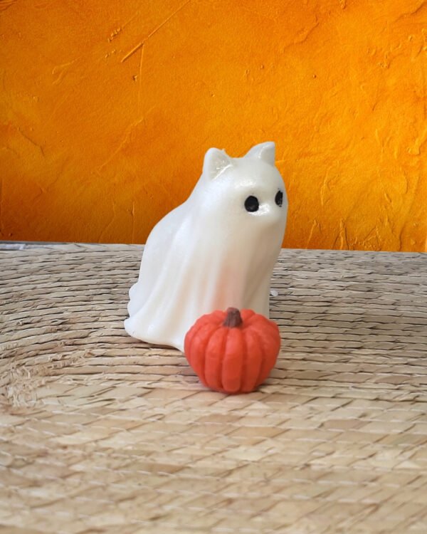 Vela de fantasma de perro o gato iridiscentes con calabacita