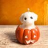 Vela de fantasma de gato o perro con calabaza para Día de Muertos - Otoño
