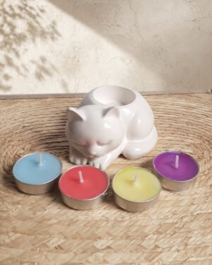 Figura de gatito para velas de té, con aromas de colección