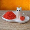 Juego de bandeja nube y vela de fantasma perrito o gatito con cempasúchil