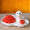 Juego de bandeja nube y vela de fantasma perrito o gatito con cempasúchil