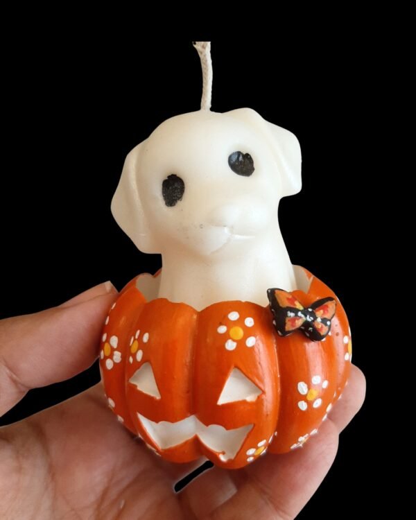 tamaño perrito Vela de fantasma de gato o perro con calabaza para Día de Muertos - Otoño